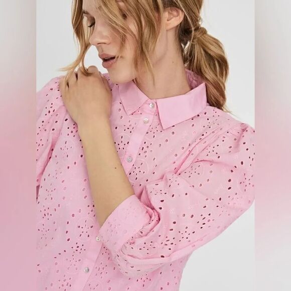 ZARA OPENWORK EMBROIDERY SHIRT - Picture 4 of 12